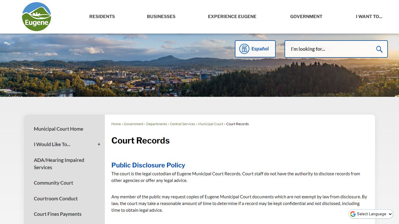 Court Records | Eugene, OR Website
