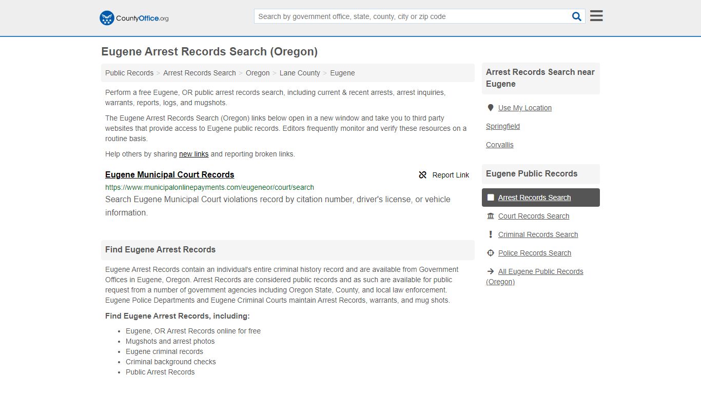 Arrest Records Search - Eugene, OR (Arrests & Mugshots)