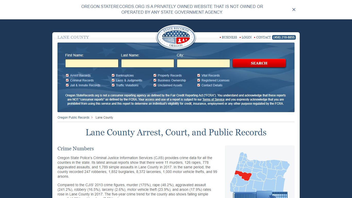 Lane County Arrest, Court, and Public Records